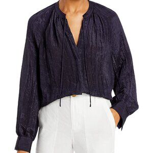 Vince Poet Popover Black Textured Blouse. Size M.